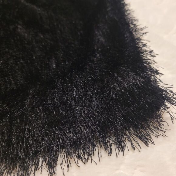 Kardashian Kollection Soft Fringe Mini Skirt Black Lined Side Zip KKW Large - Picture 3 of 15